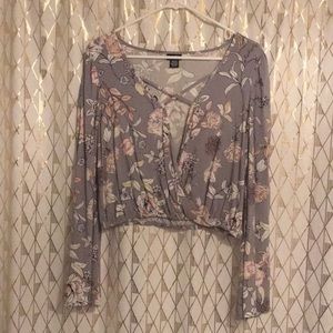Flowy open front floral crop top